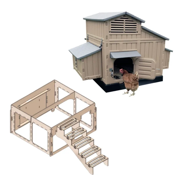 Large Chicken Coop & Stand with Stairs - Image 4